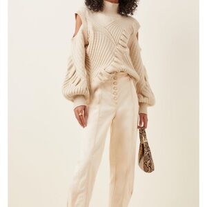 Alexis Velli Cold-Shoulder Knit Mock-Neck Sweater small